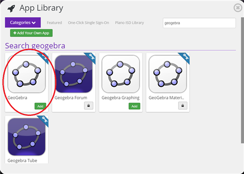 geogebra app in webdesk app library  